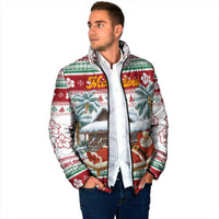 Maldives Christmas Padded Jacket with Santa Claus Hammock Palm Trees and Tropical - Wonder Print Shop