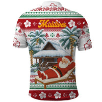 Maldives Christmas Polo Shirt with Santa Claus Hammock Palm Trees and Tropical - Wonder Print Shop