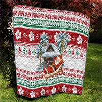 Maldives Christmas Quilt with Santa Claus Hammock Palm Trees and Tropical - Wonder Print Shop