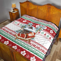 Maldives Christmas Quilt with Santa Claus Hammock Palm Trees and Tropical - Wonder Print Shop
