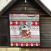 Maldives Christmas Quilt with Santa Claus Hammock Palm Trees and Tropical - Wonder Print Shop