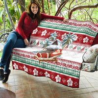 Maldives Christmas Quilt with Santa Claus Hammock Palm Trees and Tropical - Wonder Print Shop