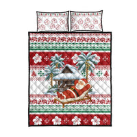 Maldives Christmas Quilt Bed Set with Santa Claus Hammock Palm Trees and Tropical - Wonder Print Shop