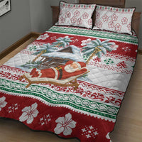 Maldives Christmas Quilt Bed Set with Santa Claus Hammock Palm Trees and Tropical - Wonder Print Shop