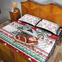 Maldives Christmas Quilt Bed Set with Santa Claus Hammock Palm Trees and Tropical - Wonder Print Shop