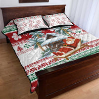 Maldives Christmas Quilt Bed Set with Santa Claus Hammock Palm Trees and Tropical - Wonder Print Shop