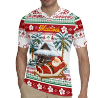 Maldives Christmas Rugby Jersey with Santa Claus Hammock Palm Trees and Tropical - Wonder Print Shop
