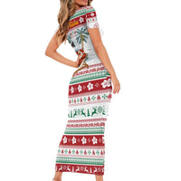 Maldives Christmas Short Sleeve Bodycon Dress with Santa Claus Hammock Palm Trees and Tropical - Wonder Print Shop