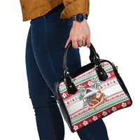 Maldives Christmas Shoulder Handbag with Santa Claus Hammock Palm Trees and Tropical - Wonder Print Shop