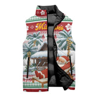 Maldives Christmas Sleeveless Puffer Jacket with Santa Claus Hammock Palm Trees and Tropical - Wonder Print Shop