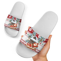 Maldives Christmas Slide Sandals with Santa Claus Hammock Palm Trees and Tropical - Wonder Print Shop