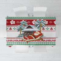 Maldives Christmas Tablecloth with Santa Claus Hammock Palm Trees and Tropical - Wonder Print Shop