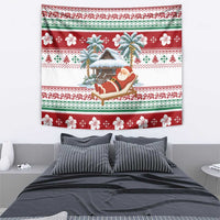 Maldives Christmas Tapestry with Santa Claus Hammock Palm Trees and Tropical - Wonder Print Shop