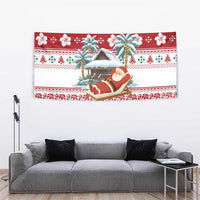 Maldives Christmas Tapestry with Santa Claus Hammock Palm Trees and Tropical - Wonder Print Shop