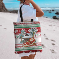 Maldives Christmas Tote Bag with Santa Claus Hammock Palm Trees and Tropical - Wonder Print Shop