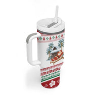 Maldives Christmas Tumbler With Handle with Santa Claus Hammock Palm Trees and Tropical - Wonder Print Shop