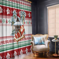 Maldives Christmas Window Curtain with Santa Claus Hammock Palm Trees and Tropical - Wonder Print Shop