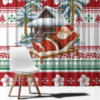 Maldives Christmas Window Curtain with Santa Claus Hammock Palm Trees and Tropical - Wonder Print Shop