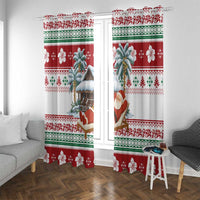 Maldives Christmas Window Curtain with Santa Claus Hammock Palm Trees and Tropical - Wonder Print Shop
