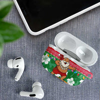Maldives Christmas AirPods Case with Surfing Santa Claus Tropical Flowers and Holiday Wave - Wonder Print Shop
