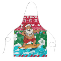 Maldives Christmas Apron with Surfing Santa Claus Tropical Flowers and Holiday Wave - Wonder Print Shop