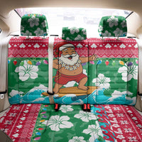 Maldives Christmas Back Car Seat Cover with Surfing Santa Claus Tropical Flowers and Holiday Wave - Wonder Print Shop