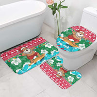 Maldives Christmas Bathroom Set with Surfing Santa Claus Tropical Flowers and Holiday Wave - Wonder Print Shop