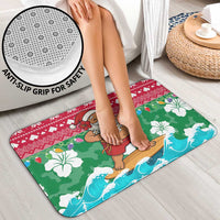 Maldives Christmas Bathroom Set with Surfing Santa Claus Tropical Flowers and Holiday Wave - Wonder Print Shop