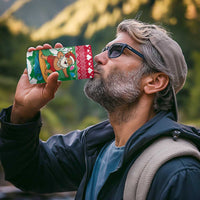 Maldives Christmas 4 in 1 Can Cooler Tumbler with Surfing Santa Claus Tropical Flowers and Holiday Wave - Wonder Print Shop