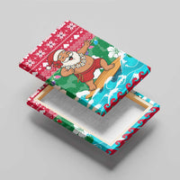 Maldives Christmas Canvas Wall Art with Surfing Santa Claus Tropical Flowers and Holiday Wave - Wonder Print Shop