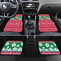Maldives Christmas Car Mats with Surfing Santa Claus Tropical Flowers and Holiday Wave - Wonder Print Shop