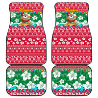 Maldives Christmas Car Mats with Surfing Santa Claus Tropical Flowers and Holiday Wave - Wonder Print Shop