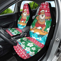 Maldives Christmas Car Seat Cover with Surfing Santa Claus Tropical Flowers and Holiday Wave - Wonder Print Shop
