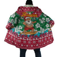 Maldives Christmas Cloak with Surfing Santa Claus Tropical Flowers and Holiday Wave - Wonder Print Shop