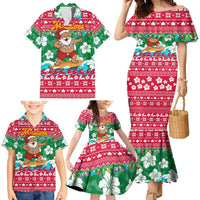 Maldives Christmas Family Matching Mermaid Dress and Hawaiian Shirt with Surfing Santa Claus Tropical Flowers and Holiday Wave - Wonder Print Shop