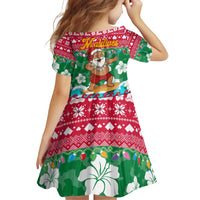 Maldives Christmas Family Matching Off Shoulder Short Dress and Hawaiian Shirt with Surfing Santa Claus Tropical Flowers and Holiday Wave - Wonder Print Shop