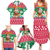 Maldives Christmas Family Matching Summer Maxi Dress and Hawaiian Shirt with Surfing Santa Claus Tropical Flowers and Holiday Wave - Wonder Print Shop