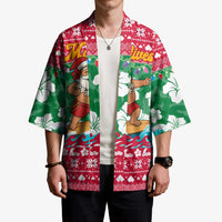 Maldives Christmas Kimono with Surfing Santa Claus Tropical Flowers and Holiday Wave - Wonder Print Shop