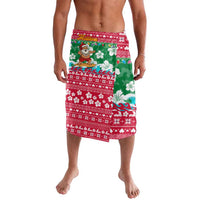 Maldives Christmas Lavalava with Surfing Santa Claus Tropical Flowers and Holiday Wave - Wonder Print Shop
