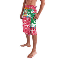 Maldives Christmas Lavalava with Surfing Santa Claus Tropical Flowers and Holiday Wave - Wonder Print Shop