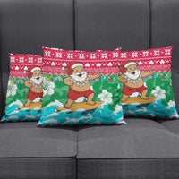 Maldives Christmas Pillow Cover with Surfing Santa Claus Tropical Flowers and Holiday Wave - Wonder Print Shop