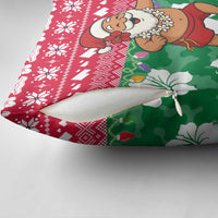 Maldives Christmas Pillow Cover with Surfing Santa Claus Tropical Flowers and Holiday Wave - Wonder Print Shop