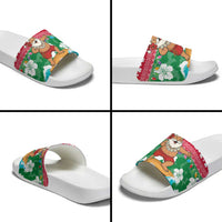 Maldives Christmas Slide Sandals with Surfing Santa Claus Tropical Flowers and Holiday Wave - Wonder Print Shop