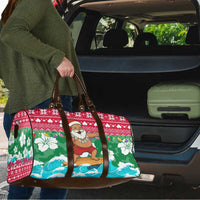 Maldives Christmas Travel Bag with Surfing Santa Claus Tropical Flowers and Holiday Wave - Wonder Print Shop