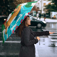 Maldives Christmas Umbrella with Surfing Santa Claus Tropical Flowers and Holiday Wave - Wonder Print Shop