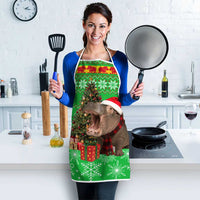 Mali Christmas Apron with Hippo Santa Hat Snowflakes and Holiday Gift - Wonder Print Shop