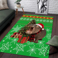 Mali Christmas Area Rug with Hippo Santa Hat Snowflakes and Holiday Gift - Wonder Print Shop