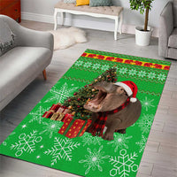 Mali Christmas Area Rug with Hippo Santa Hat Snowflakes and Holiday Gift - Wonder Print Shop