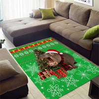 Mali Christmas Area Rug with Hippo Santa Hat Snowflakes and Holiday Gift - Wonder Print Shop