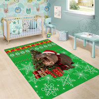 Mali Christmas Area Rug with Hippo Santa Hat Snowflakes and Holiday Gift - Wonder Print Shop